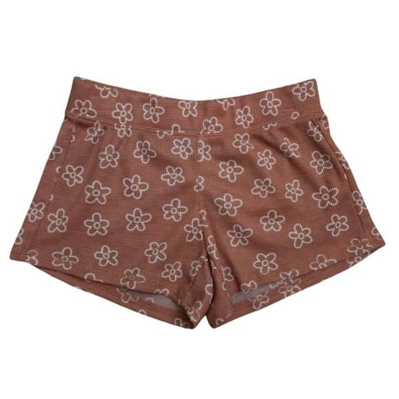 SO Womens M (8) Brown Floral Textured Lounge Shorts 100% Polyester - Picture 1 of 2